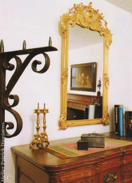  In lindehout gesneden spiegel | Vergulde spiegel, een Kopie