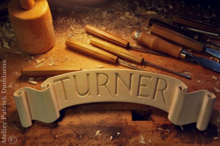Familie Turner naambordje in hout uitgevoerd