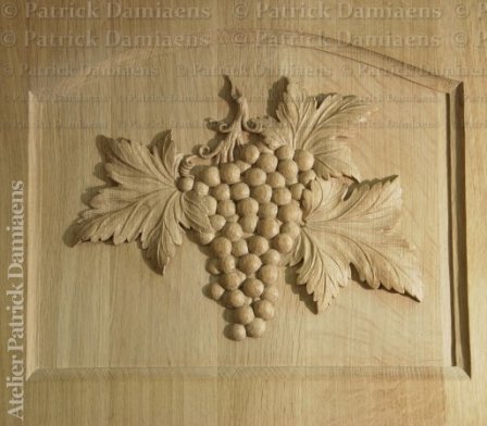 Houten paneel, druiventros voordeur | Ornament druiventros 