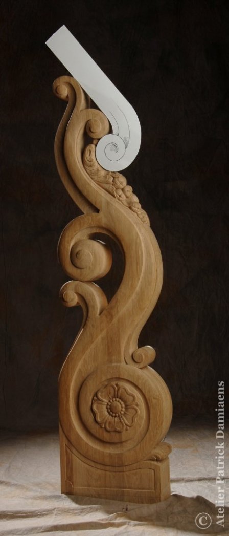Houtsnijwerk, sculptuur en ornamenten in hout voor trappen