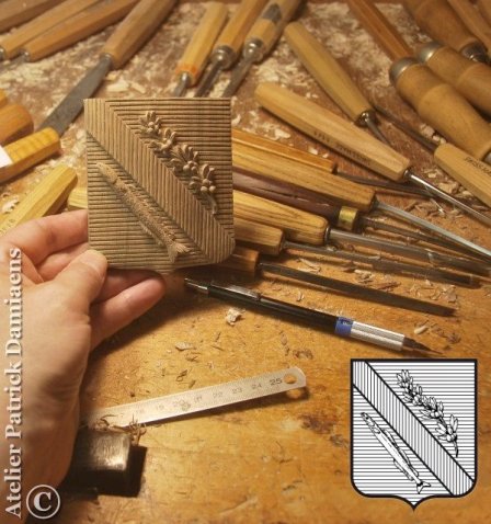 Miniatuur familiewapen in hout | Familie Ciciarelli Detto Cicere